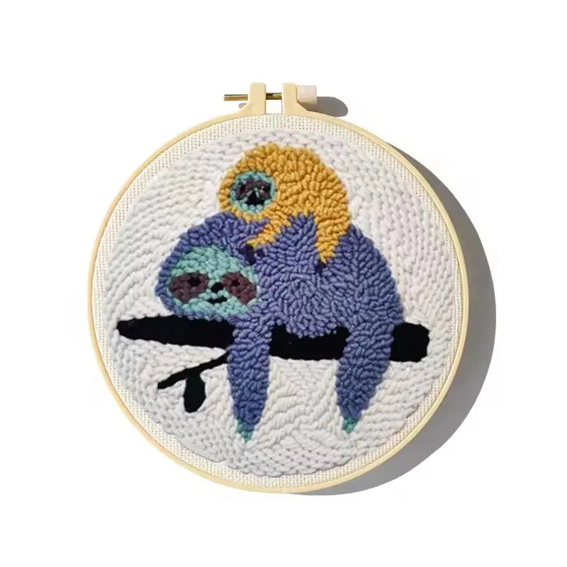 SDOYUNO Cute Cartoon Animal Punch Needle Embroidery Kit for Beginners Rug hooking DIY Crafts Kit Needlework Art Home Decor