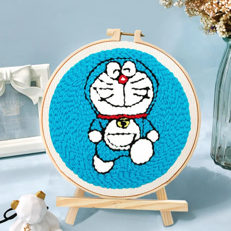 SDOYUNO Diy Punch Needle Embroidery Starter Kits Animal Poking Embroidery Crafts Painting Hoop Yarn Rug For Home Decor