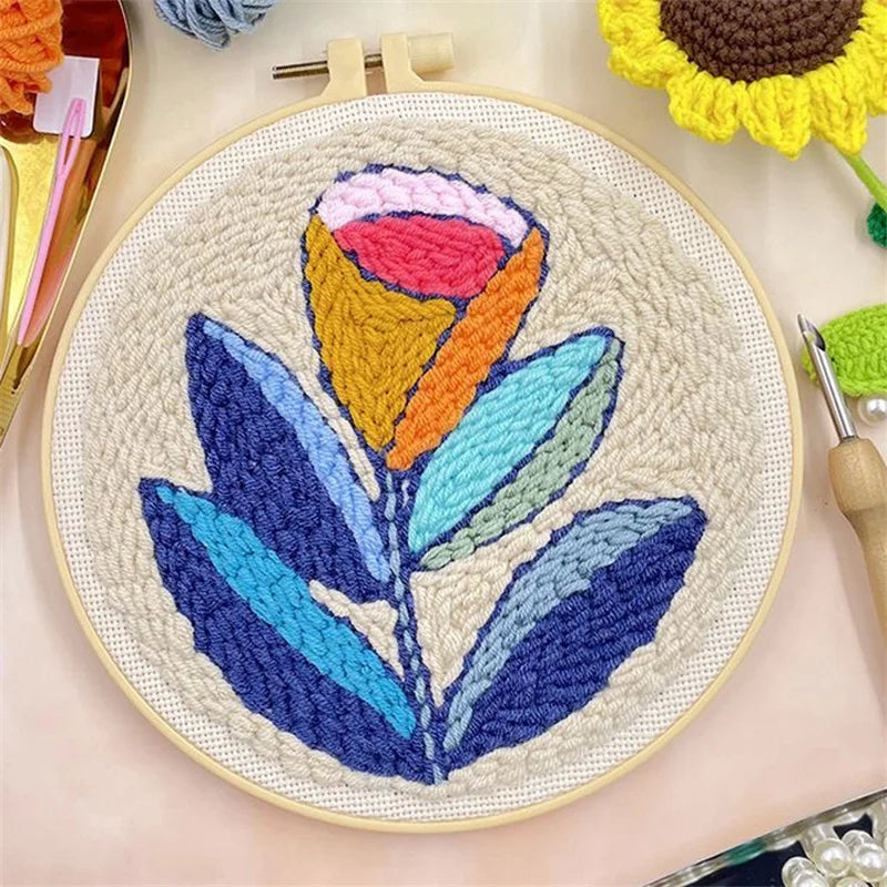 Flower Punch Needle Embroidery kit 3D Magic Needle For Embroidery Starter Kits for Adults DIY Cross Stitch Craft Art Needle Set Diameter