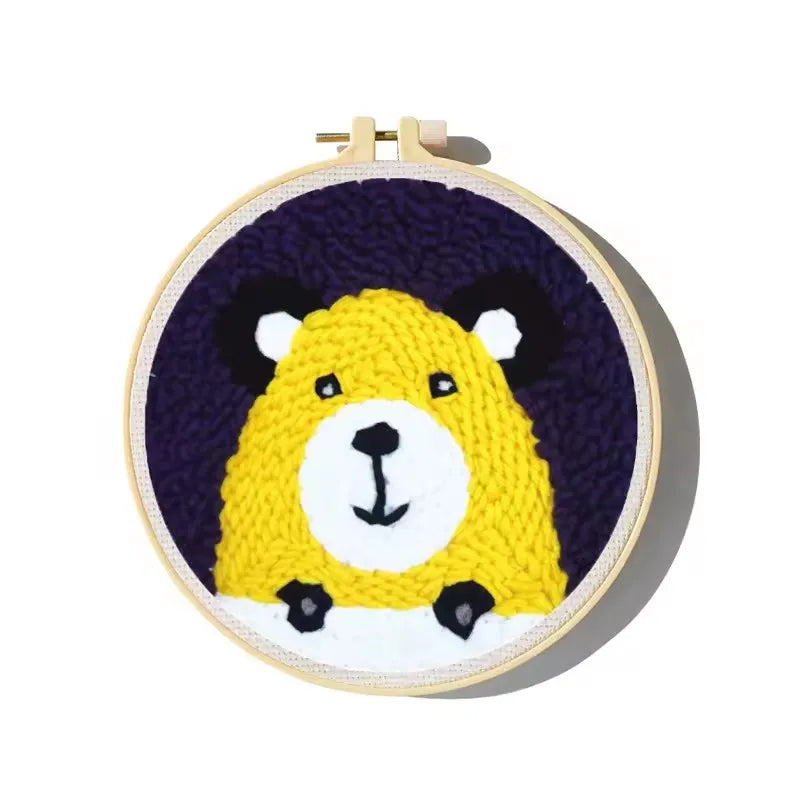 SDOYUNO Cute Cartoon Animal Punch Needle Embroidery Kit for Beginners Rug hooking DIY Crafts Kit Needlework Art Home Decor