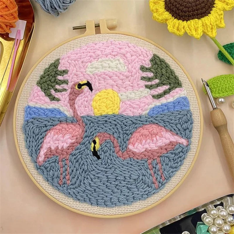 Flower Punch Needle Embroidery kit 3D Magic Needle For Embroidery Starter Kits for Adults DIY Cross Stitch Craft Art Needle Set Diameter