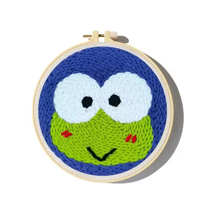 SDOYUNO Cute Cartoon Animal Punch Needle Embroidery Kit for Beginners Rug hooking DIY Crafts Kit Needlework Art Home Decor