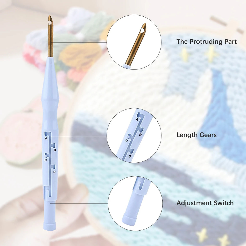 SDOYUNO Diy Punch Needle Embroidery Starter Kits Animal Poking Embroidery Crafts Painting Hoop Yarn Rug For Home Decor