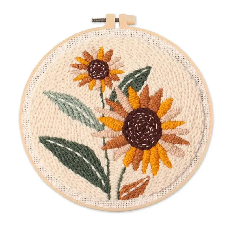 SDOYUNO Tulip Sunflower Punch Needle Embroidery Kits Magic Tufting Set Instructions Handicrafts Poking Cross Stitch DIY Gift