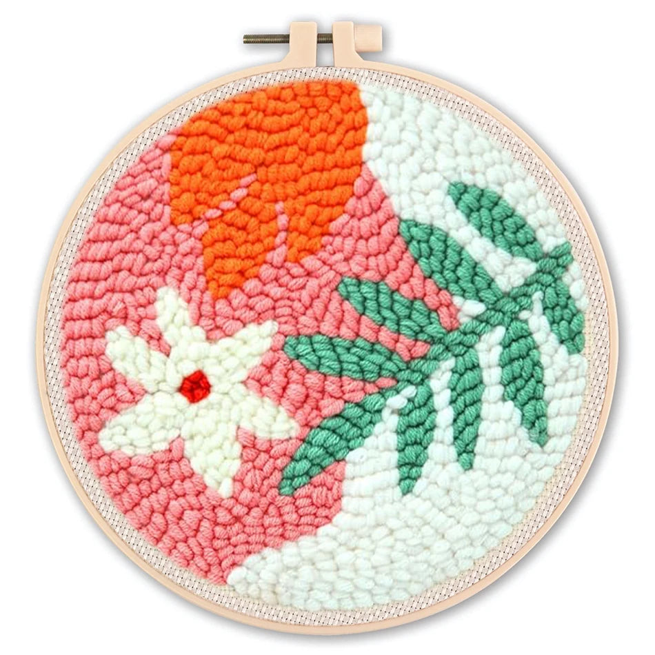 SDOYUNO Tulip Sunflower Punch Needle Embroidery Kits Magic Tufting Set Instructions Handicrafts Poking Cross Stitch DIY Gift