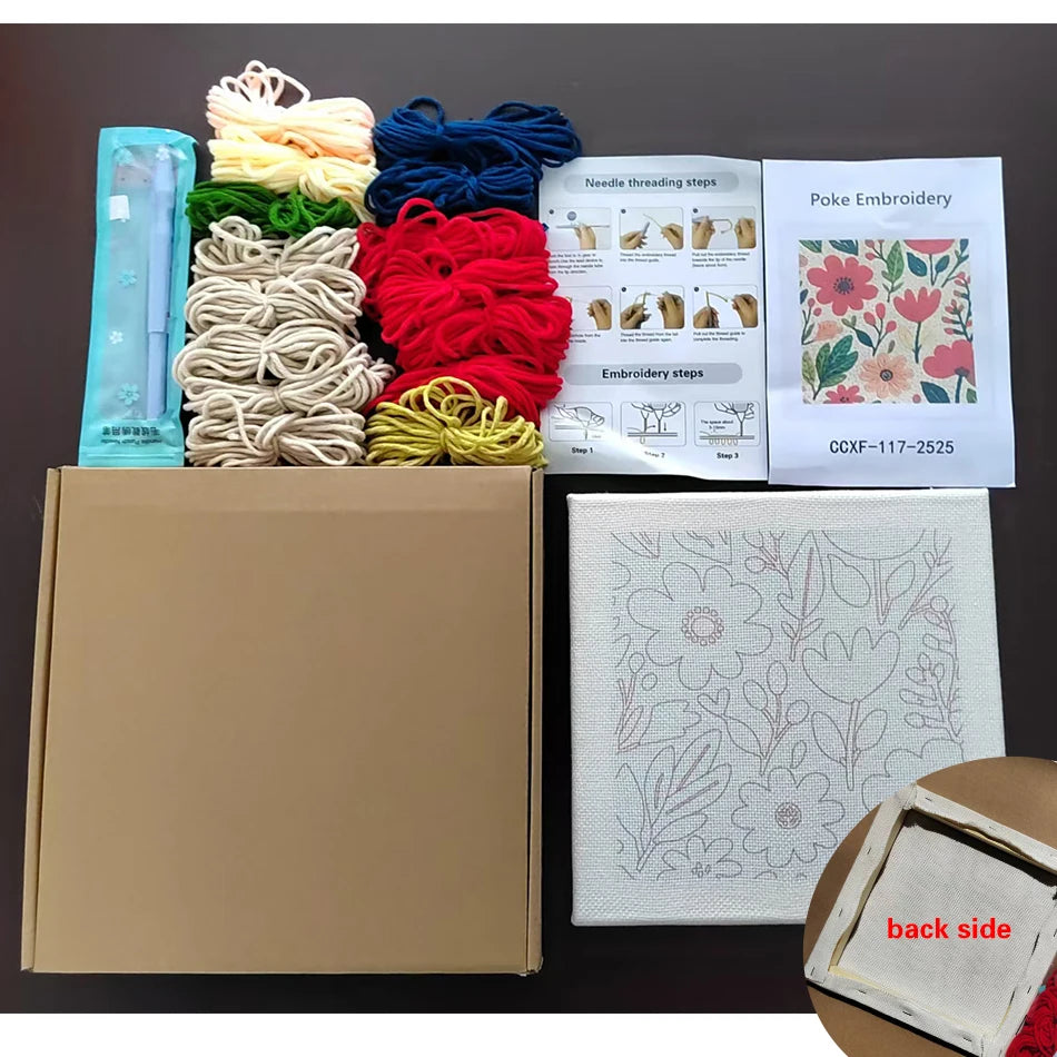 SDOYUNO Punch Needle Embroidery Kit Cute Animal Craft Punch Needle Set for Beginners Adults 25x25cm Sewing Cross Stitch DIY gift