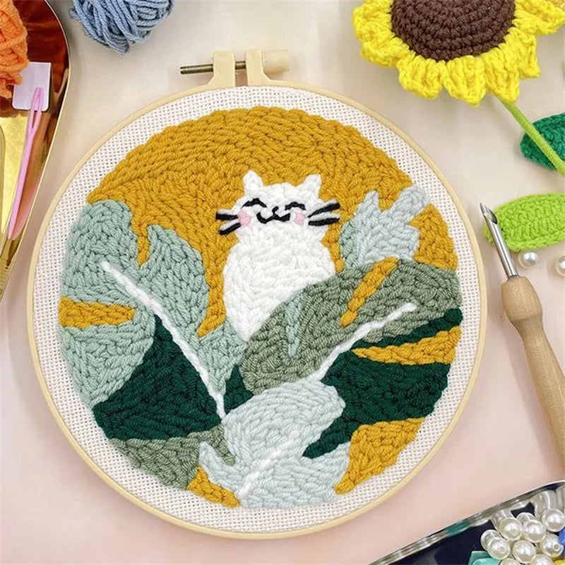 Flower Punch Needle Embroidery kit 3D Magic Needle For Embroidery Starter Kits for Adults DIY Cross Stitch Craft Art Needle Set Diameter