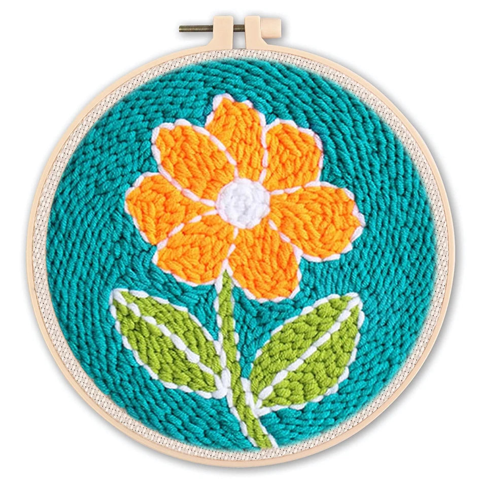 SDOYUNO Tulip Sunflower Punch Needle Embroidery Kits Magic Tufting Set Instructions Handicrafts Poking Cross Stitch DIY Gift