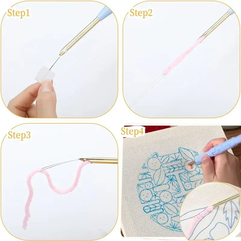 SDOYUNO Punch Needle Embroidery Kit Cute Animal Craft Punch Needle Set for Beginners Adults 25x25cm Sewing Cross Stitch DIY gift