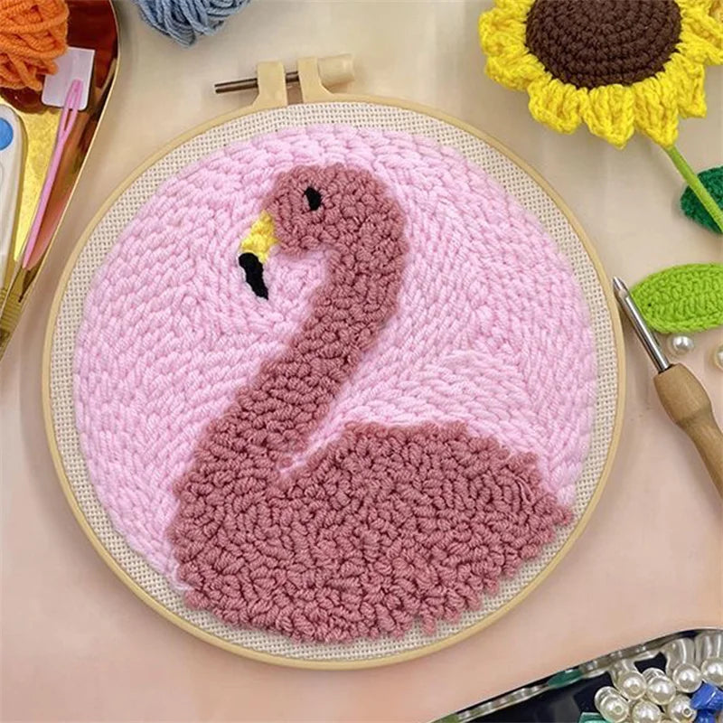 Flower Punch Needle Embroidery kit 3D Magic Needle For Embroidery Starter Kits for Adults DIY Cross Stitch Craft Art Needle Set Diameter