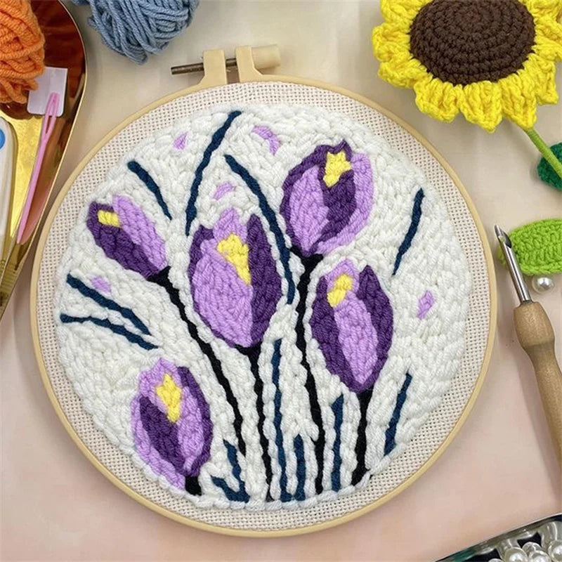 Flower Punch Needle Embroidery kit 3D Magic Needle For Embroidery Starter Kits for Adults DIY Cross Stitch Craft Art Needle Set Diameter